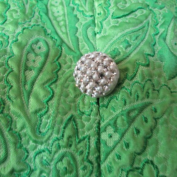 SALE Impressive 1960 Style Coat Dress in Lime Brocade - Picture 14 of 15